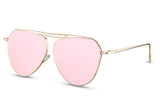 Pink Pastel Mirrored Aviator Sunglasses
