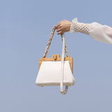 Women's Box Bag Bucket Bag Wooden Clip Evening Bag Ins Acrylic Chain Luxury Handbag Women Banquet Party Purse Shoulder Bag Sac